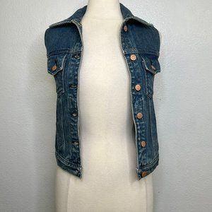Melville Womens Medium Wash Denim Vest One Size